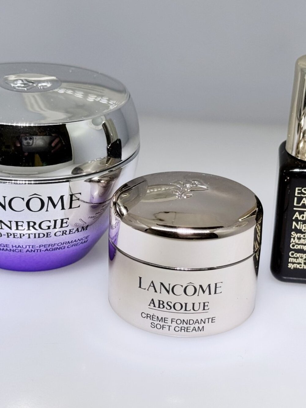 Three new, not used, generous samples of Lancome and Estee Lauder creams